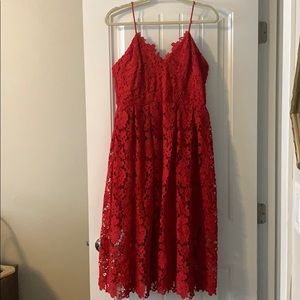 Donna Morgan red Lace midi dress